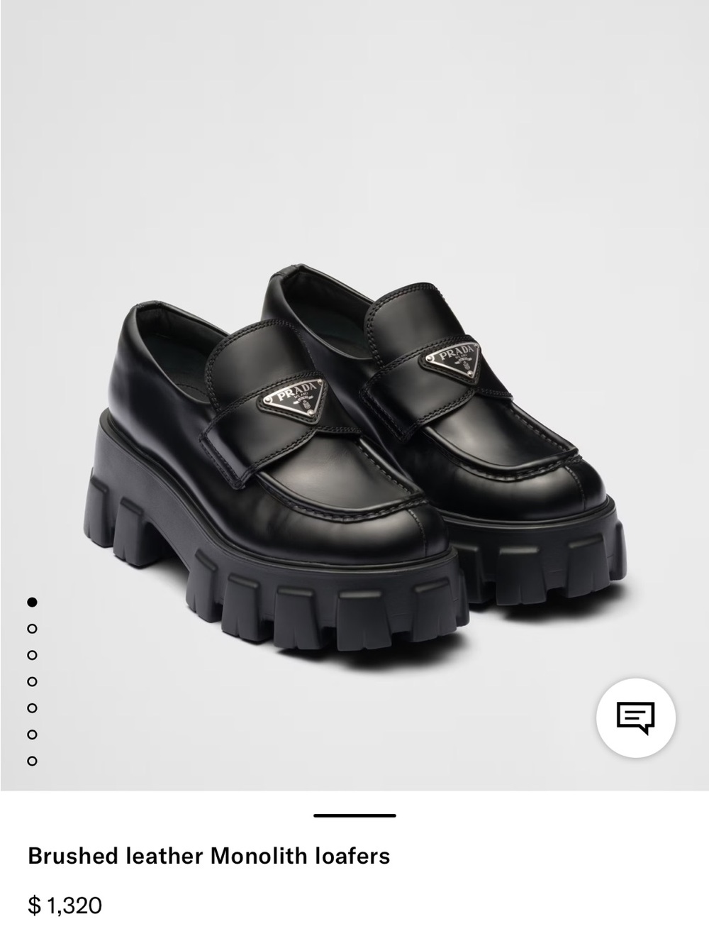 Prada Black Leather Lug-Sole Loafers with Triangle Logo - Picture 6 of 10